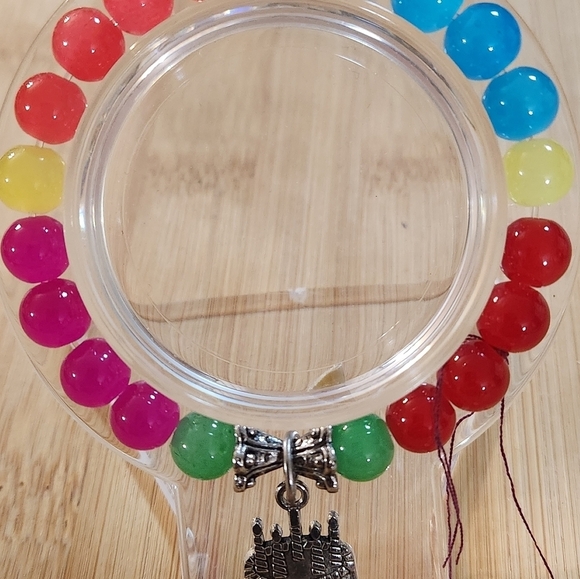 Hand Crafted Bracelet Beaded Stretch Charm Happy Birthday Yellow Multi - Picture 3 of 7